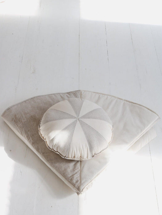 Moi Mili “Cream Circus” Round Patchwork Pillow