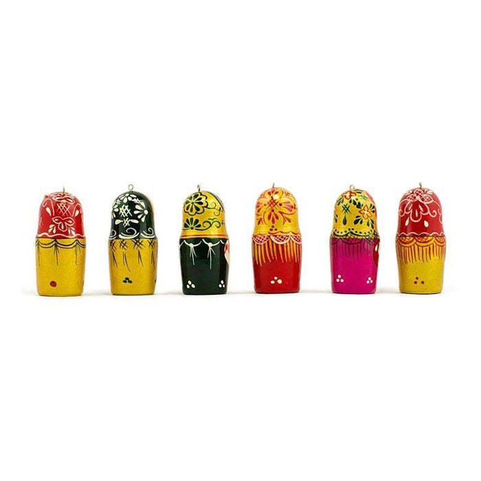 BestPysanky Wooden Set of 6 Nesting Dolls Christmas Ornaments Matryoshka 2.15 Inches