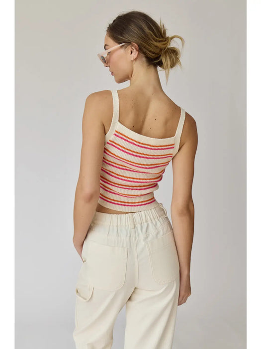 forever french baby Knit Tank Top | Pink & Orange Stripe