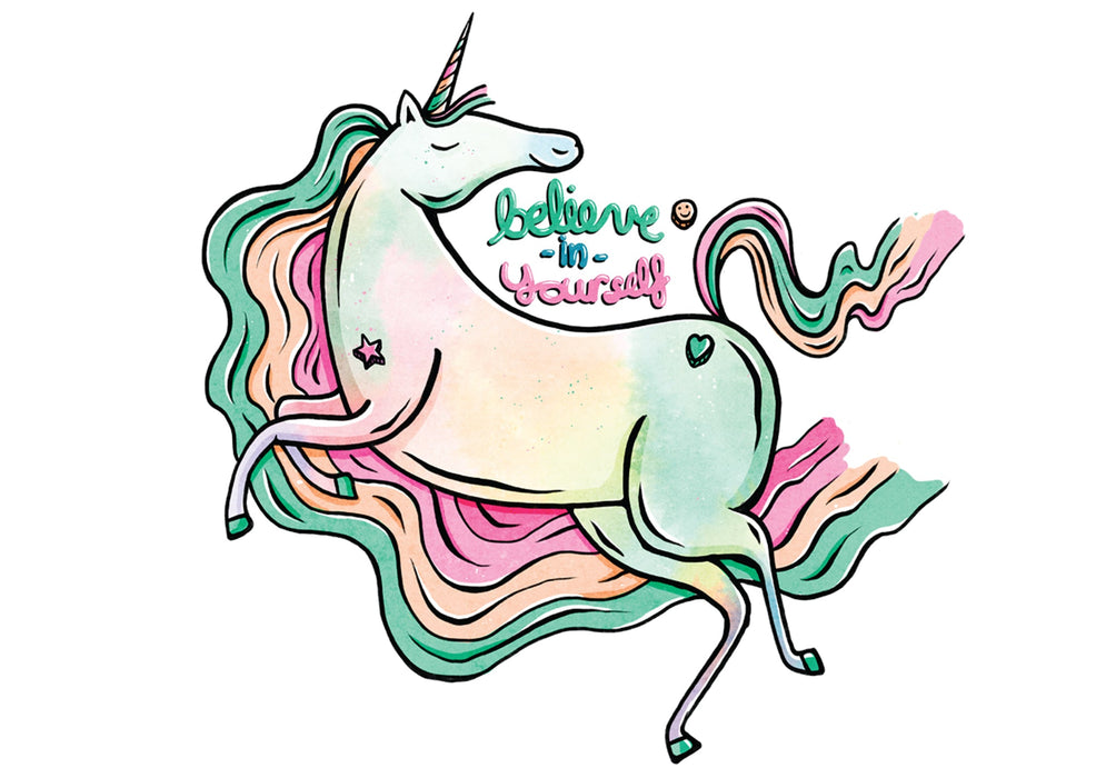 Fathead Believe In Yourself Rainbow Unicorn        - Officially Licensed Big Moods Removable     Adhesive Decal