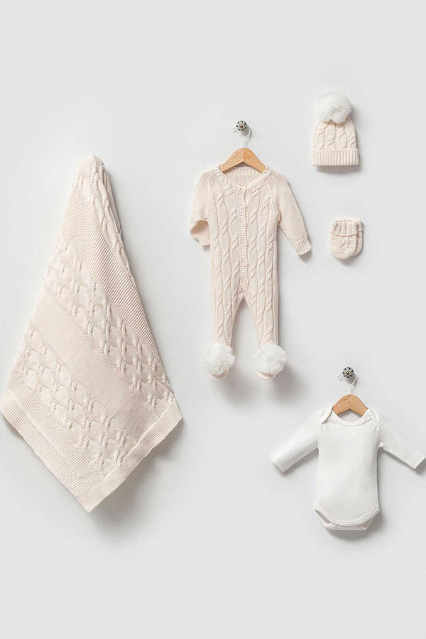 THA Dressing Daniel Cream Newborn Knit Coming Home Set (5 pcs)