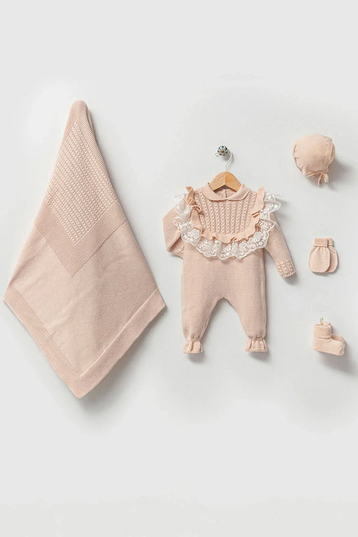 THA Dressing Daphne Beige Newborn Knitwear Coming Home Set (5 pcs)