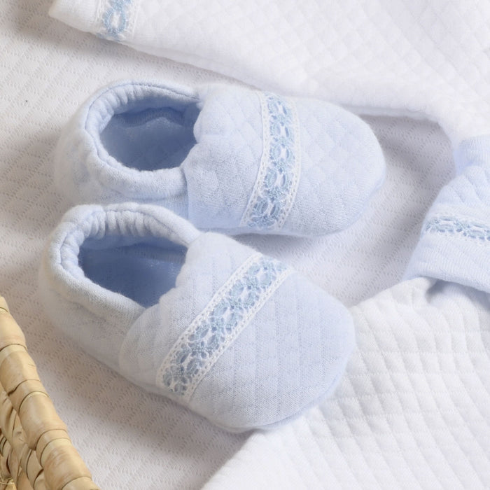 Bebe Sweeny Boys Blue Quilted Cotton Booties