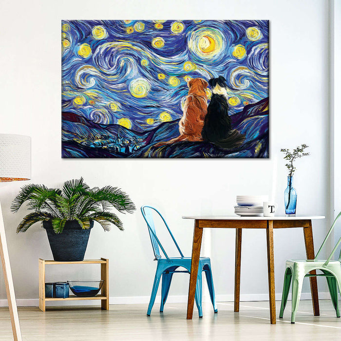 ElephantStock Dogs Journey Starry Night Wall Art