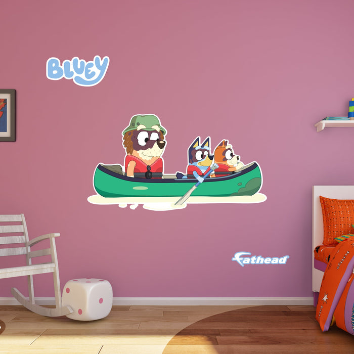 Fathead Bluey: Grandad, Bluey, Bingo Canoe Icon - Officially Licensed BBC Removable Adhesive Decal