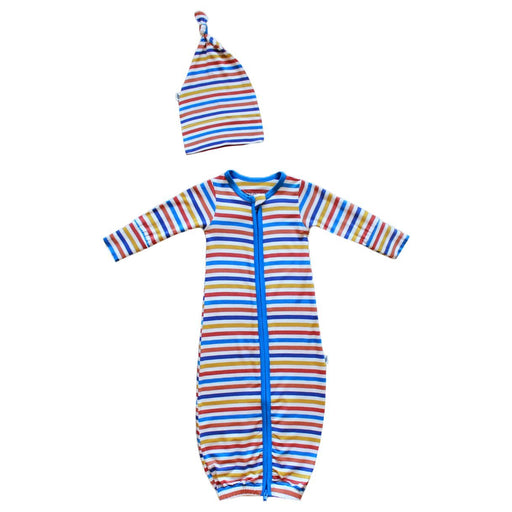 Free Birdees Dragons Rainbow Stripe Newborn Gown & Knot Hat Set