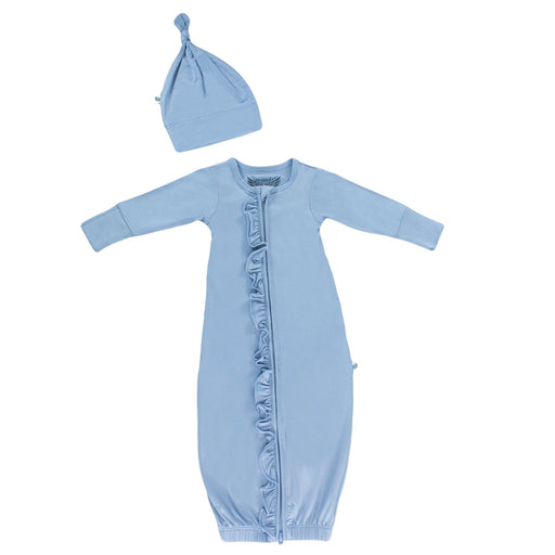 Free Birdees Dried Lavender Ruffle Newborn Gown & Knot Hat Set