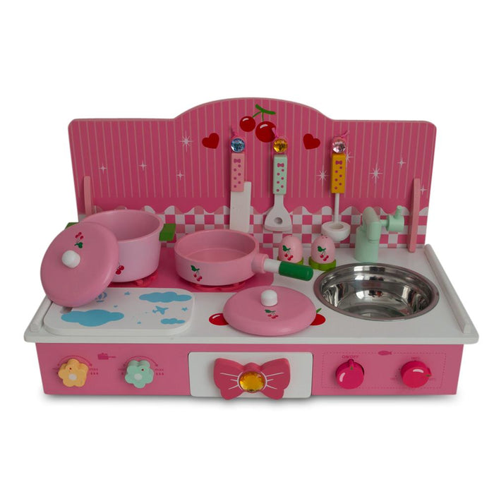 BestPysanky Wooden Pink Toy Kitchen Play Set 22 Inches