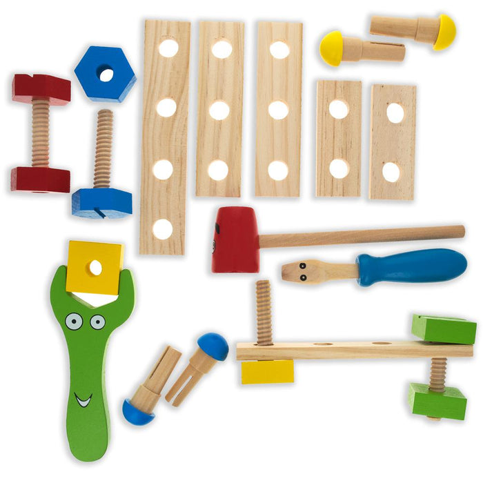 BestPysanky 21 Pieces Construction Building Tools in Wooden Toolbox