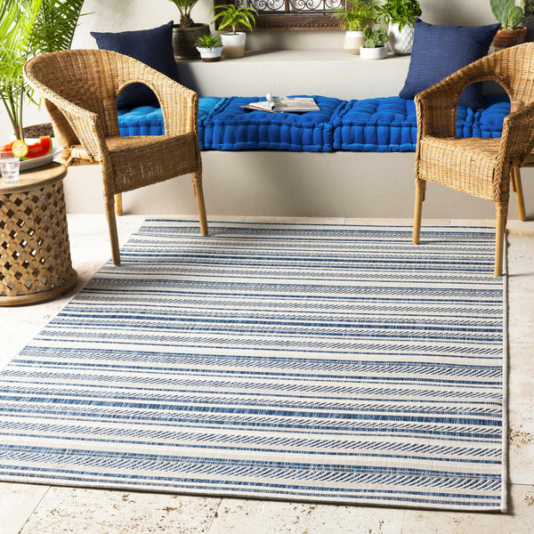 Hauteloom Olin White&Blue Performance Rug