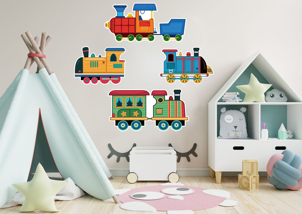 Fathead Nursery:  Four Trains Collection        -   Removable Wall   Adhesive Decal
