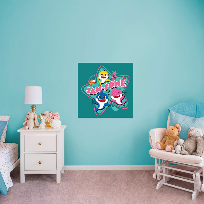 Fathead Baby Shark: Happy Friends Poster - Officially Licensed Nickelodeon Removable Adhesive Decal