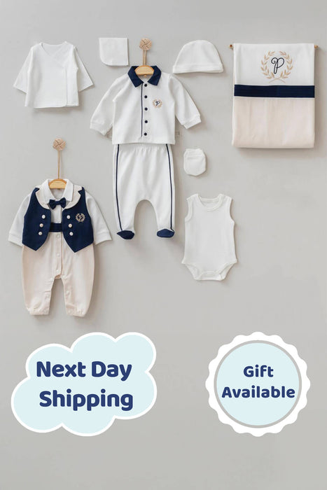 THA Dressing Paul Navy Blue Newborn Coming Home Set (10 pcs)