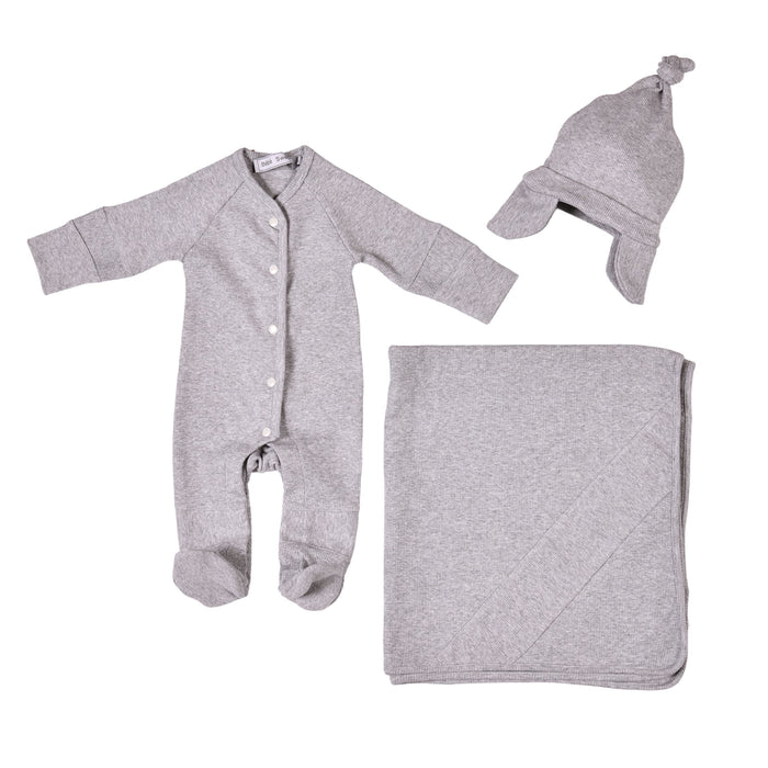 Bebe Sweeny EVAN | Baby Boys Gift Box - Grey Ribbed Cotton Set (4)