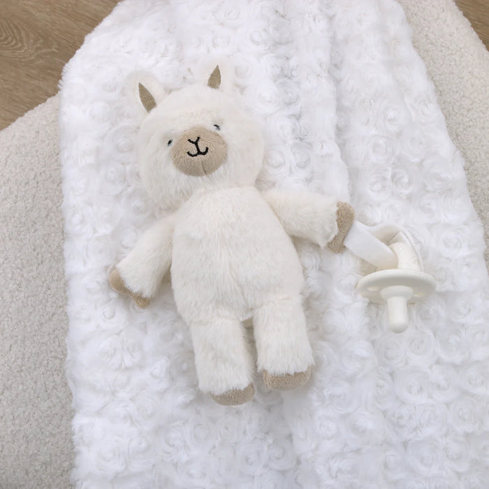 Little Love by NoJo Llama Shaped White and Tan Plush Pacifier Buddy