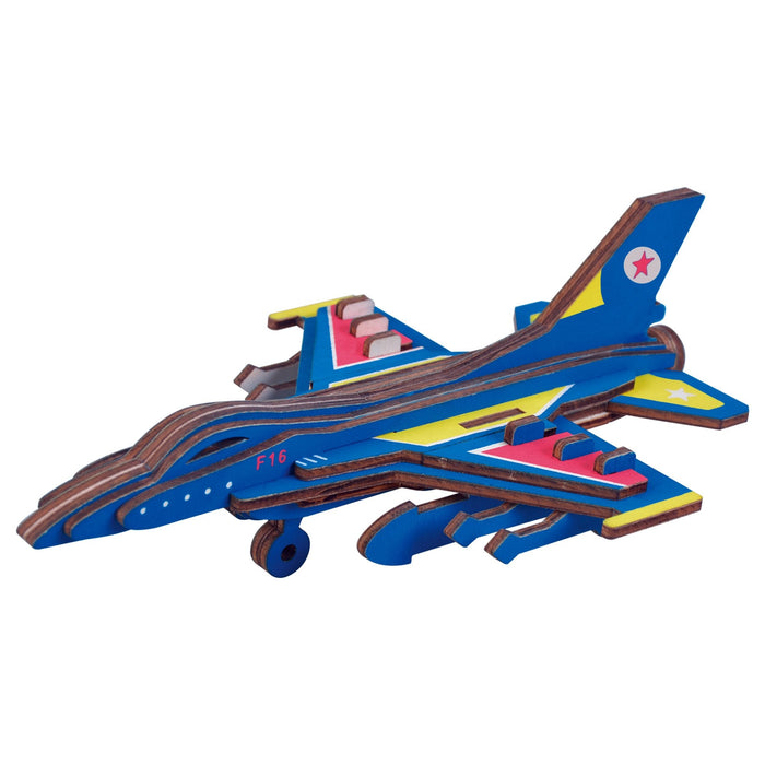 BestPysanky F-16 Fighter Plane Model Kit - Wooden Laser-Cut 3D Puzzle (23 Pcs)