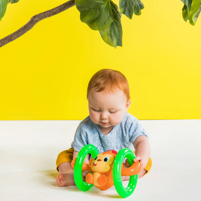 Bright Starts Roll & Glow Monkey Toy with Lights and Melodies