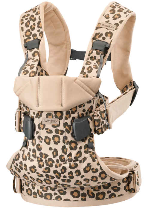 BabyBjorn Baby Carrier One, Beige/Leopard Cotton (Open Box)