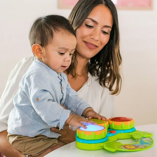 Bright Starts Safari Beats Musical Drum Toy with Lights, Ages 3 Months +,  Infant and Toddler, Unisex 