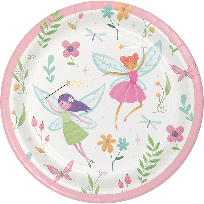 Party Decorations Fairy Forest Paper Dessert Plate 8ct