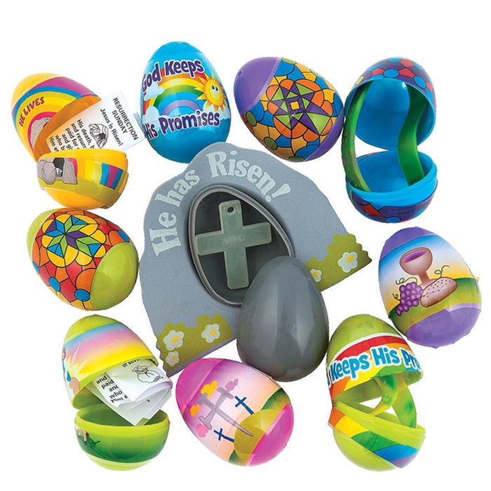 BestPysanky Set of 144 Crosses Toy-Filled Plastic Eggs 2.25 Inches