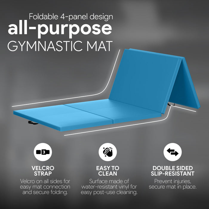 BalanceFrom 4' x 8' x 2" All Purpose Folding Fitness Gymnastics Gym Mat, Blue