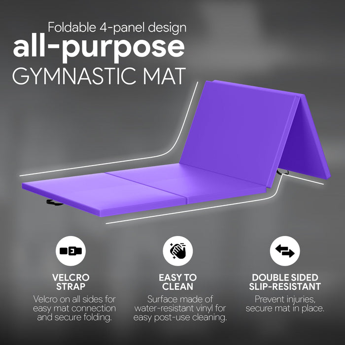 BalanceFrom 4' x 8' x 2" All Purpose Folding Fitness Gymnastics Gym Mat, Purple