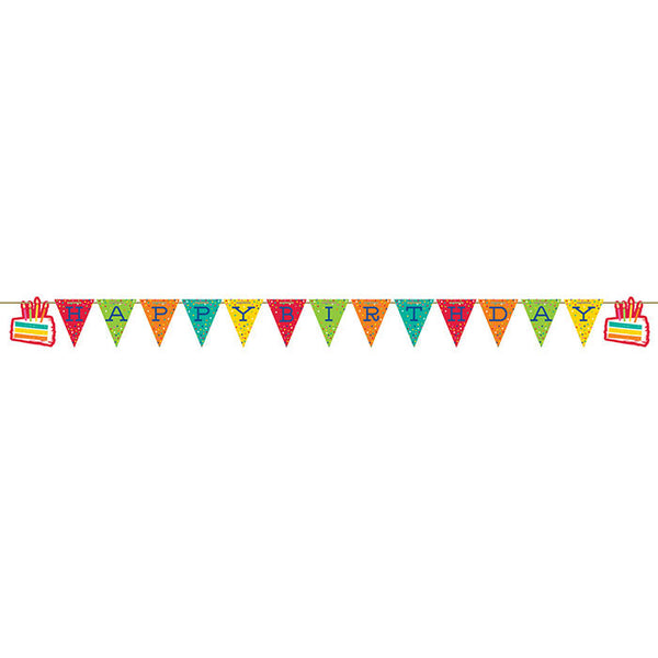 Party Decorations Festive Cake Shaped Banner w/ Ribbon 1ct