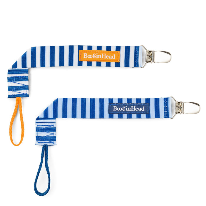 BooginHead PaciGrip 2-Pack Nautical Pacifier Straps in Blue