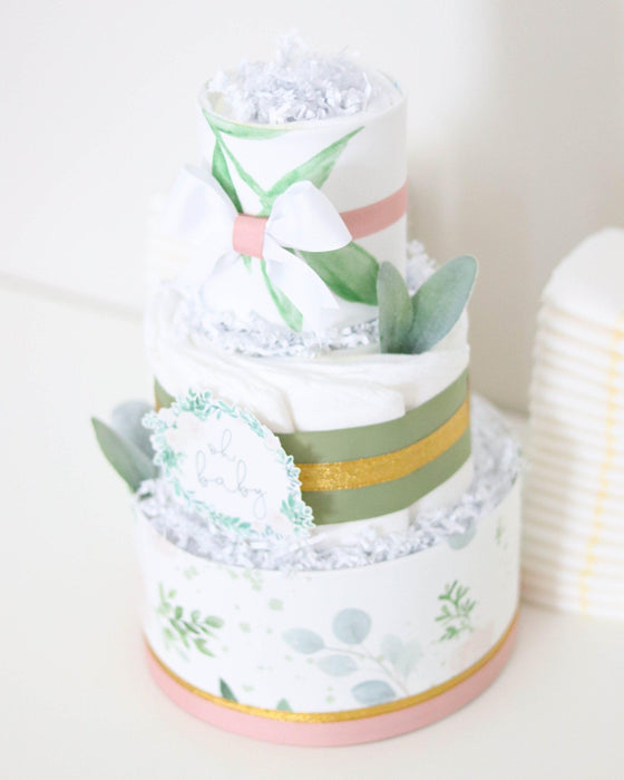 Baby Blossom Company Floral Greenery Diaper Cake