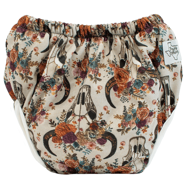 Texas Tushies Floral Skulls Embroidery - Training Pants