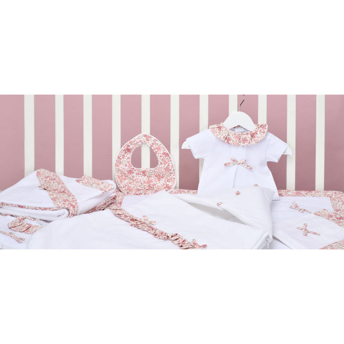 Bebe Sweeny FLOWER | White Cotton Blanket with Floral Trim