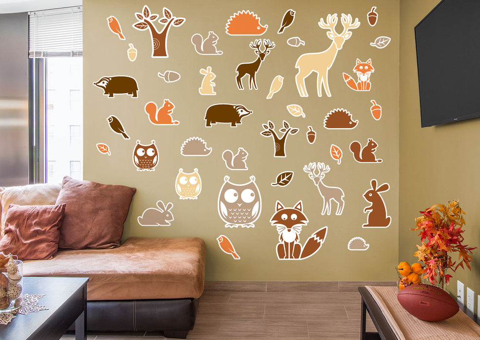 Fathead Seasons Decor: Autumn Animals Collection - Removable Wall Adhesive Decal