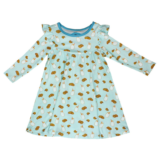 Free Birdees Frosted Blue Milk & Cookies Long Sleeve Twirling Dress (2T-8Y)