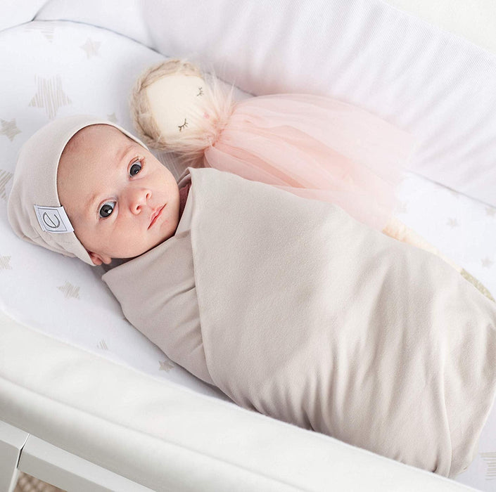 Ely's & Co. Jersey Knit Cotton Swaddle Blanket and Beanie Gift Set