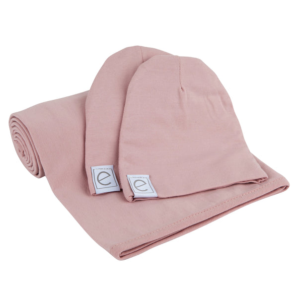 Ely's & Co. Jersey Knit Cotton Swaddle Blanket and Beanie Gift Set