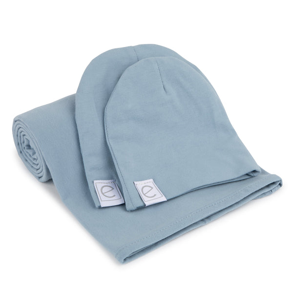 Ely's & Co. Jersey Knit Cotton Swaddle Blanket and Beanie Gift Set