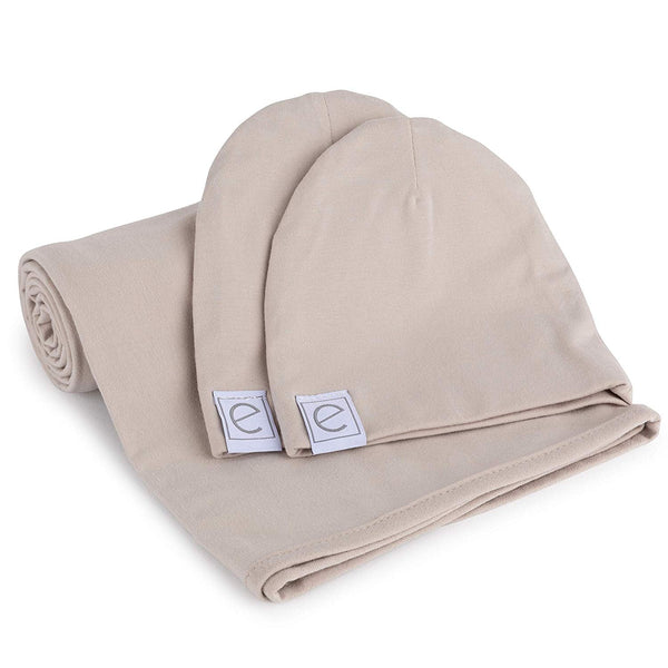 Ely's & Co. Jersey Knit Cotton Swaddle Blanket and Beanie Gift Set