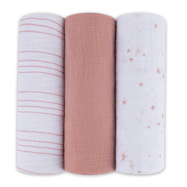 Ely's & Co. 3 Pack Cotton Muslin Swaddle Blanket