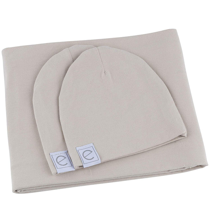 Ely's & Co. Jersey Knit Cotton Swaddle Blanket and Beanie Gift Set