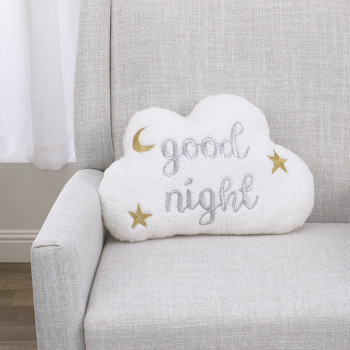 Little Love by NoJo White Cloud  "Good Night" Decorative Pillow with Moon and Stars