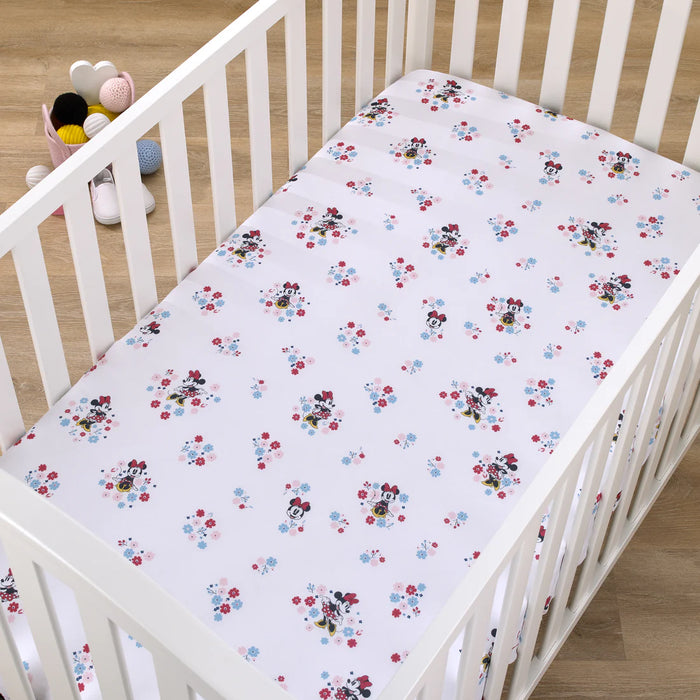 Disney Minnie Mouse Small Town Floral Fitted Crib Sheet
