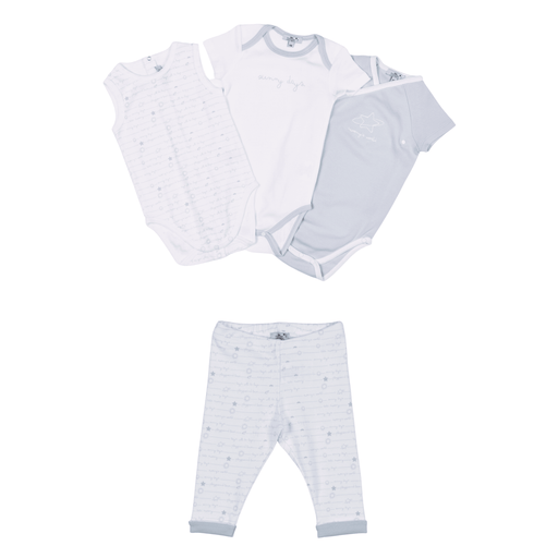 Bebe Sweeny Boys White & Blue Organic Cotton Bodysuit Set (4)