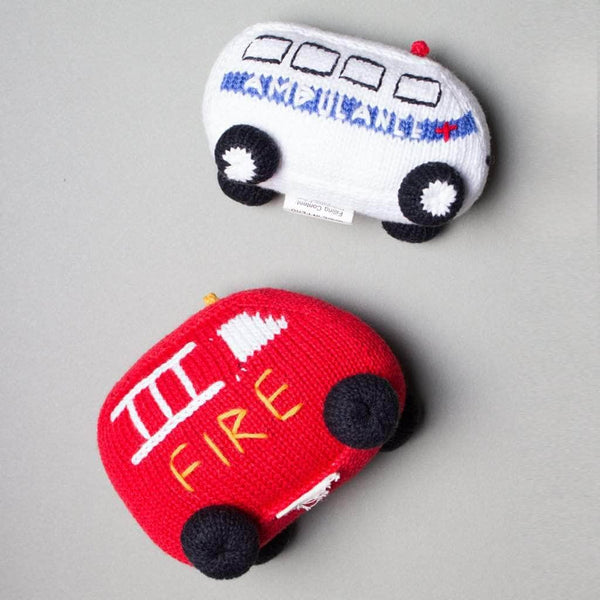 Estella Organic Baby Toys Gift Set - Ambulance & Fire Truck Rattles