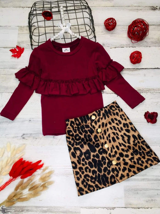 Mia Belle Girls Stay Cozy Animal Print Skirt Set