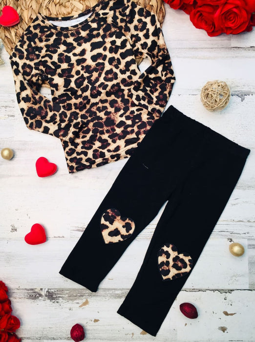 Mia Belle Girls Making Boss Moves Leopard Top, Leggings and Jacket Set