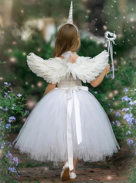 Mia Belle Girls White Angel Unicorn Tutu Halloween Costume