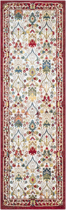 Hauteloom Neola White/Red Damask Area Rug