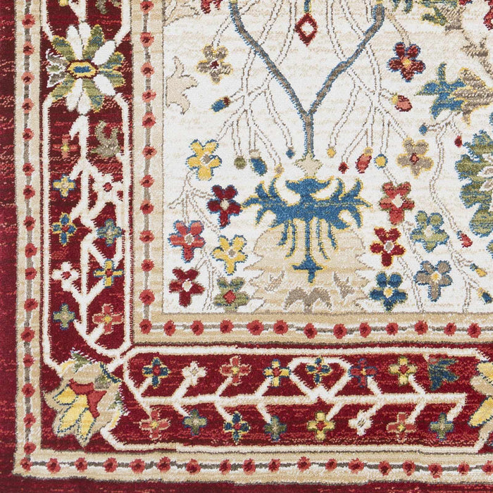 Hauteloom Neola White/Red Damask Area Rug