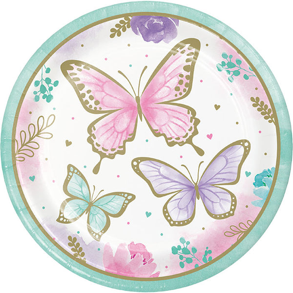 Party Decorations Butterfly Shimmer Dinner Plate 8ct